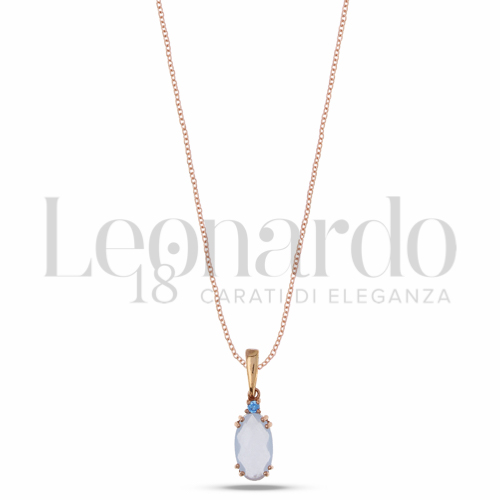 con Pietra Idrotermale Celeste e Zirconi Celesti in Oro Rosa da 1,6gr.