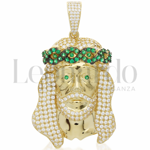 Misura o diametro 3° Misura con Pavè di zirconi Verdi e zirconi bianchi in Oro Giallo e Oro Bianco da 18,2gr.