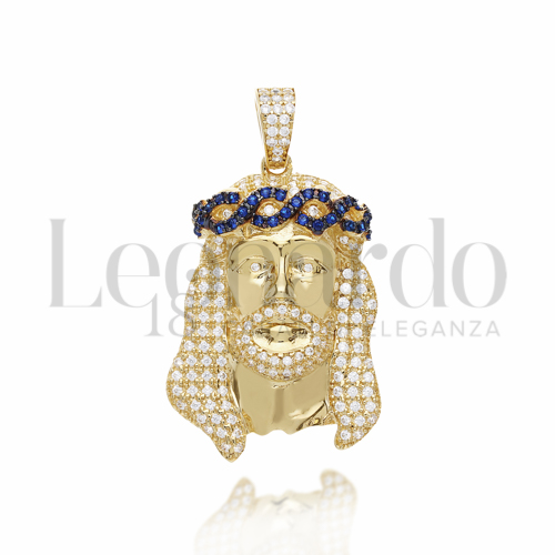Misura o diametro 2° Misura con Pavè di zirconi Blu e zirconi bianchi in Oro Giallo e Oro Bianco da 9,8gr.