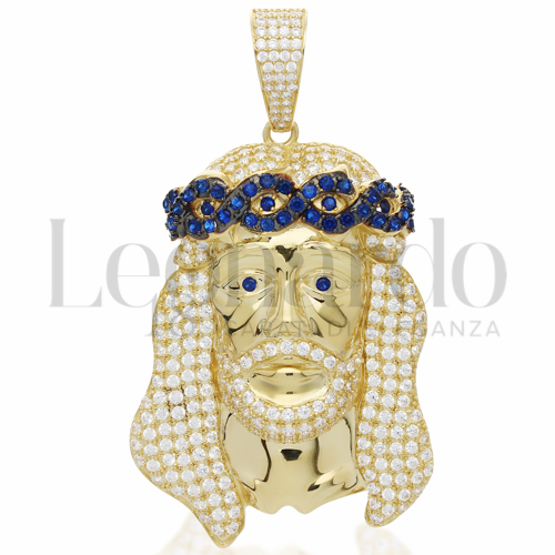 Misura o diametro 3° Misura con Pavè di zirconi Blu e zirconi bianchi in Oro Giallo e Oro Bianco da 18gr.