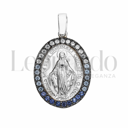 Misura o diametro 6° Misura con Zirconi bianchi, zirconi azzurri e blu in Oro Bianco da 3,2gr.