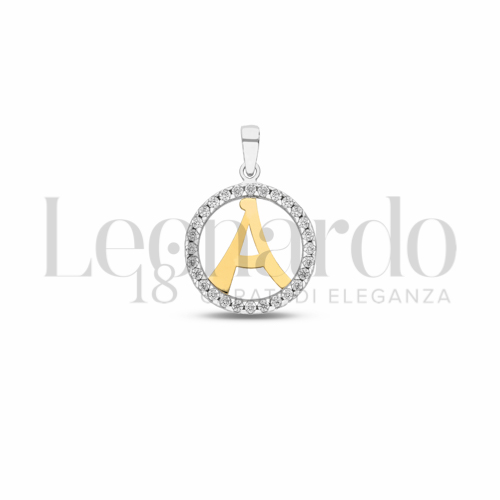 A Lettera con Zircone bianco in Oro Giallo e Oro Bianco da 1,1gr.