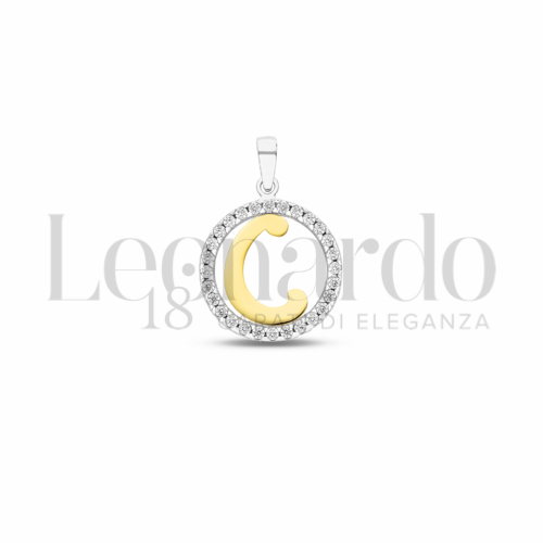 C Lettera con Zircone bianco in Oro Giallo e Oro Bianco da 1,1gr.
