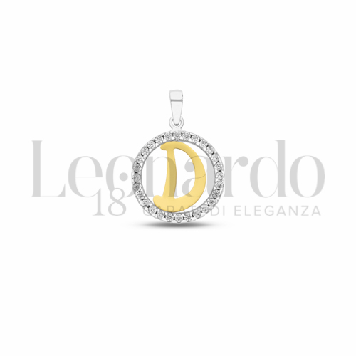 D Lettera con Zircone bianco in Oro Giallo e Oro Bianco da 1,1gr.
