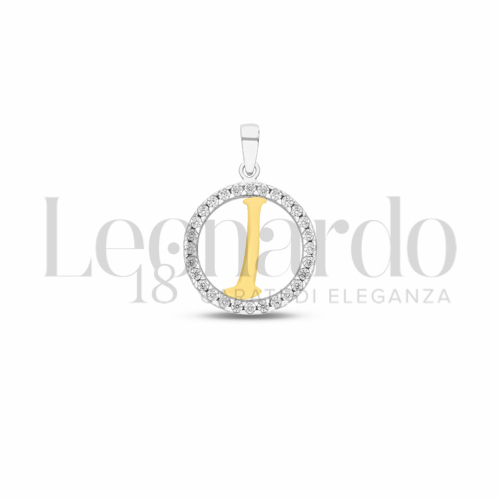 I Lettera con Zircone bianco in Oro Giallo e Oro Bianco da 1,1gr.