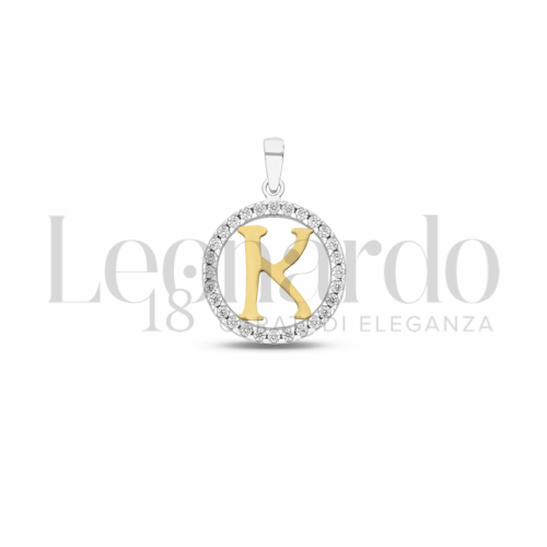 K Lettera con Zircone bianco in Oro Giallo e Oro Bianco da 1,1gr.