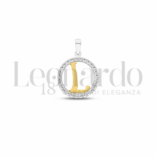 L Lettera con Zircone bianco in Oro Giallo e Oro Bianco da 1,1gr.