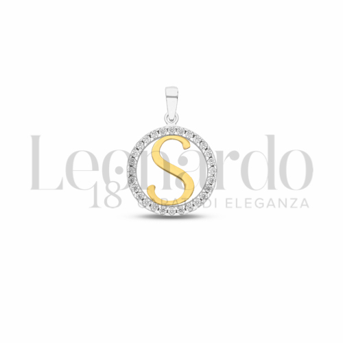 S Lettera con Zircone bianco in Oro Giallo e Oro Bianco da 1,1gr.