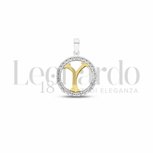 Y Lettera con Zircone bianco in Oro Giallo e Oro Bianco da 1,1gr.