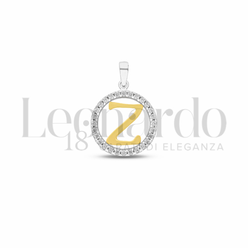Z Lettera con Zircone bianco in Oro Giallo e Oro Bianco da 1,1gr.