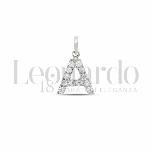 A Lettera con Zircone bianco in Oro Bianco da 0,8gr.