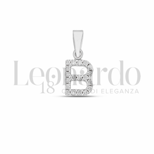 B Lettera con Zircone bianco in Oro Bianco da 0,8gr.