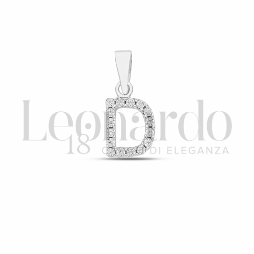 D Lettera con Zircone bianco in Oro Bianco da 0,8gr.
