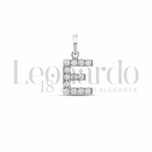 E Lettera con Zircone bianco in Oro Bianco da 0,8gr.