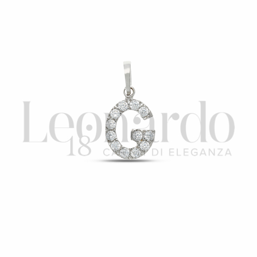 G Lettera con Zircone bianco in Oro Bianco da 0,7gr.
