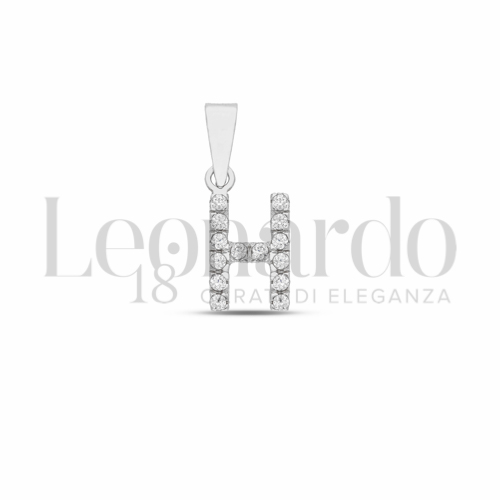 H Lettera con Zircone bianco in Oro Bianco da 0,7gr.