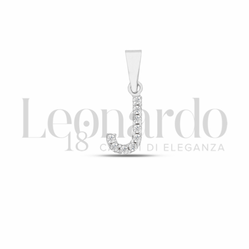 J Lettera con Zircone bianco in Oro Bianco da 0,6gr.