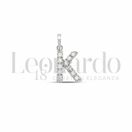 K Lettera con Zircone bianco in Oro Bianco da 0,8gr.