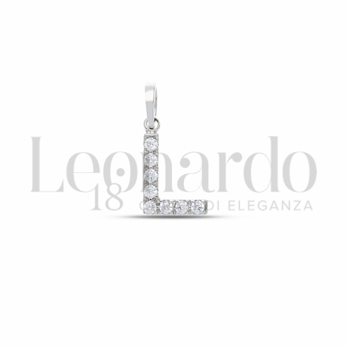 L Lettera con Zircone bianco in Oro Bianco da 0,6gr.