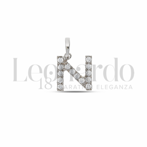 N Lettera con Zircone bianco in Oro Bianco da 0,9gr.