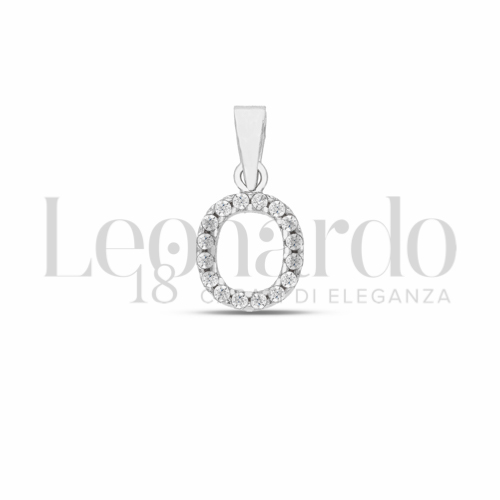 O Lettera con Zircone bianco in Oro Bianco da 0,8gr.