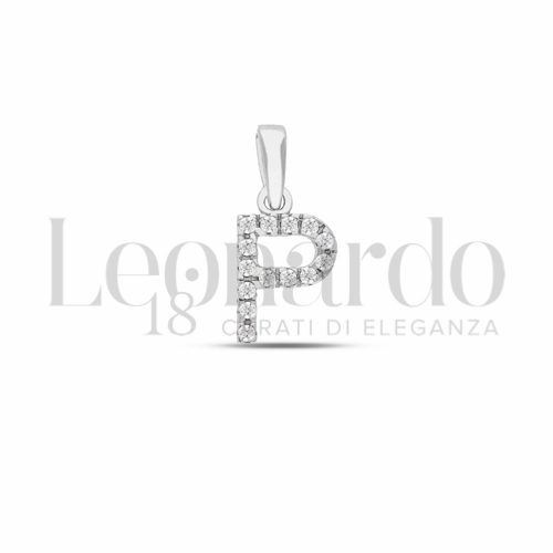 P Lettera con Zircone bianco in Oro Bianco da 0,7gr.