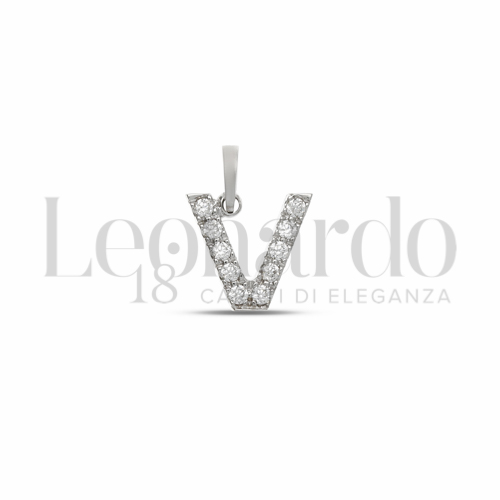 V Lettera con Zircone bianco in Oro Bianco da 0,7gr.