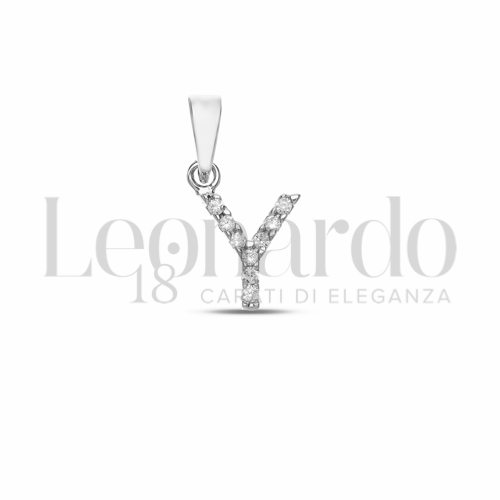 Y Lettera con Zircone bianco in Oro Bianco da 0,6gr.