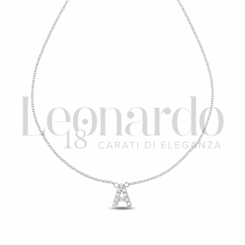 A Lettera con Zircone bianco in Oro Bianco da 1,7gr.