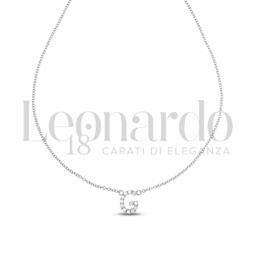 G Lettera con Zircone bianco in Oro Bianco da 1,6gr.