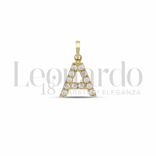 A Lettera con Zircone bianco in Oro Giallo da 0,8gr.