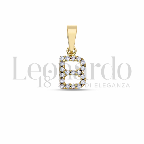 B Lettera con Zircone bianco in Oro Giallo da 0,9gr.