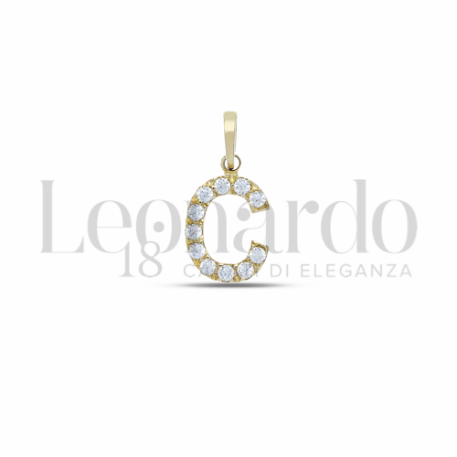 C Lettera con Zircone bianco in Oro Giallo da 0,7gr.
