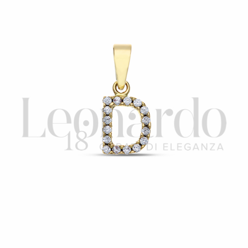 D Lettera con Zircone bianco in Oro Giallo da 0,8gr.