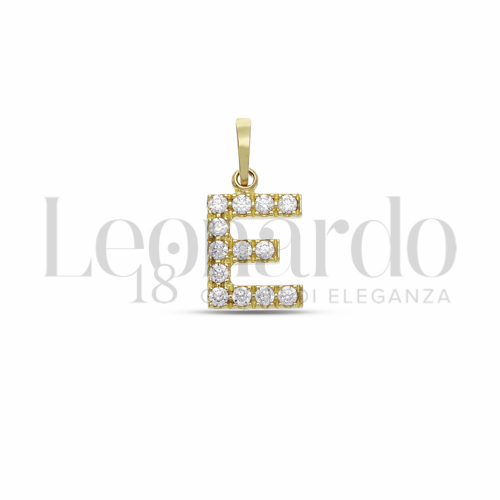 E Lettera con Zircone bianco in Oro Giallo da 0,9gr.