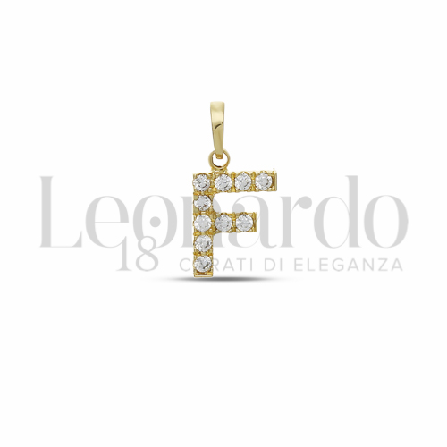 F Lettera con Zircone bianco in Oro Giallo da 0,7gr.