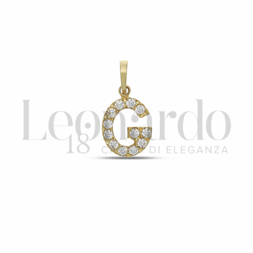 G Lettera con Zircone bianco in Oro Giallo da 0,7gr.