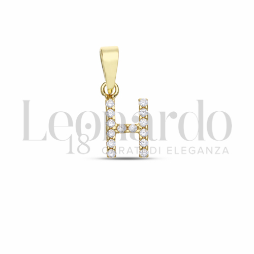 H Lettera con Zircone bianco in Oro Giallo da 0,7gr.
