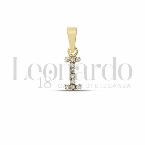 I Lettera con Zircone bianco in Oro Giallo da 0,5gr.