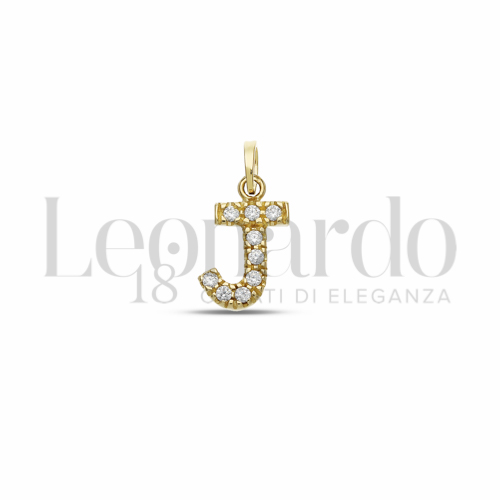 J Lettera con Zircone bianco in Oro Giallo da 1,1gr.