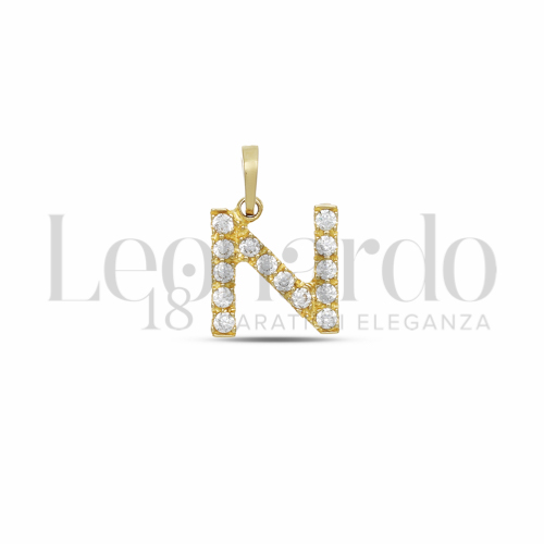 N Lettera con Zircone bianco in Oro Giallo da 1gr.