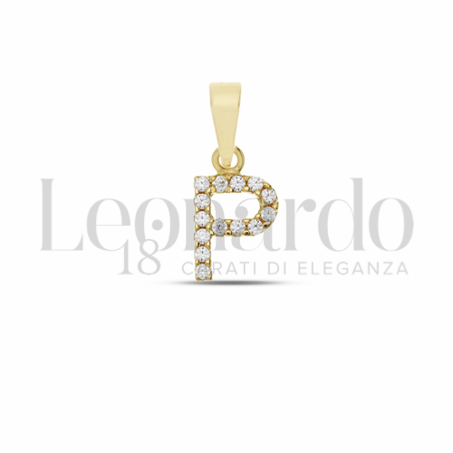 P Lettera con Zircone bianco in Oro Giallo da 0,7gr.