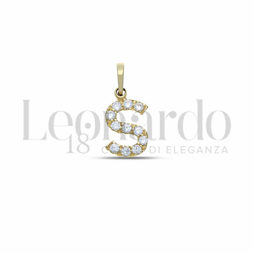 S Lettera con Zircone bianco in Oro Giallo da 0,7gr.