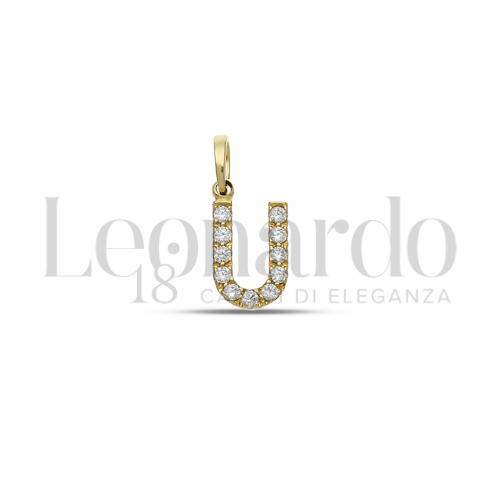 U Lettera con Zircone bianco in Oro Giallo da 0,7gr.