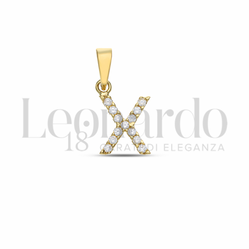 X Lettera con Zircone bianco in Oro Giallo da 0,7gr.