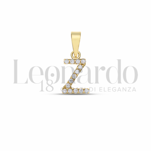 Z Lettera con Zircone bianco in Oro Giallo da 0,7gr.