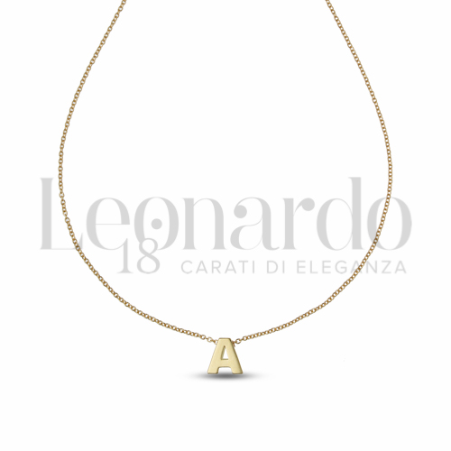A Lettera con Zircone bianco in Oro Giallo da 1,5gr.