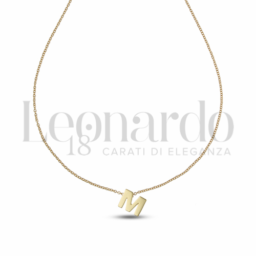 M Lettera con Zircone bianco in Oro Giallo da 1,8gr.