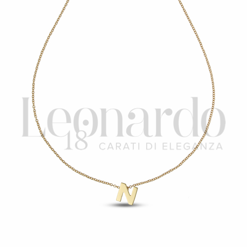 N Lettera con Zircone bianco in Oro Giallo da 1,7gr.