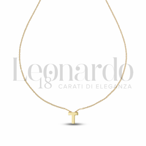 T Lettera con Zircone bianco in Oro Giallo da 1,5gr.